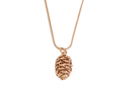 Колье Ester Bijoux с натуральной кедровой шишечкой в розовом золоте
